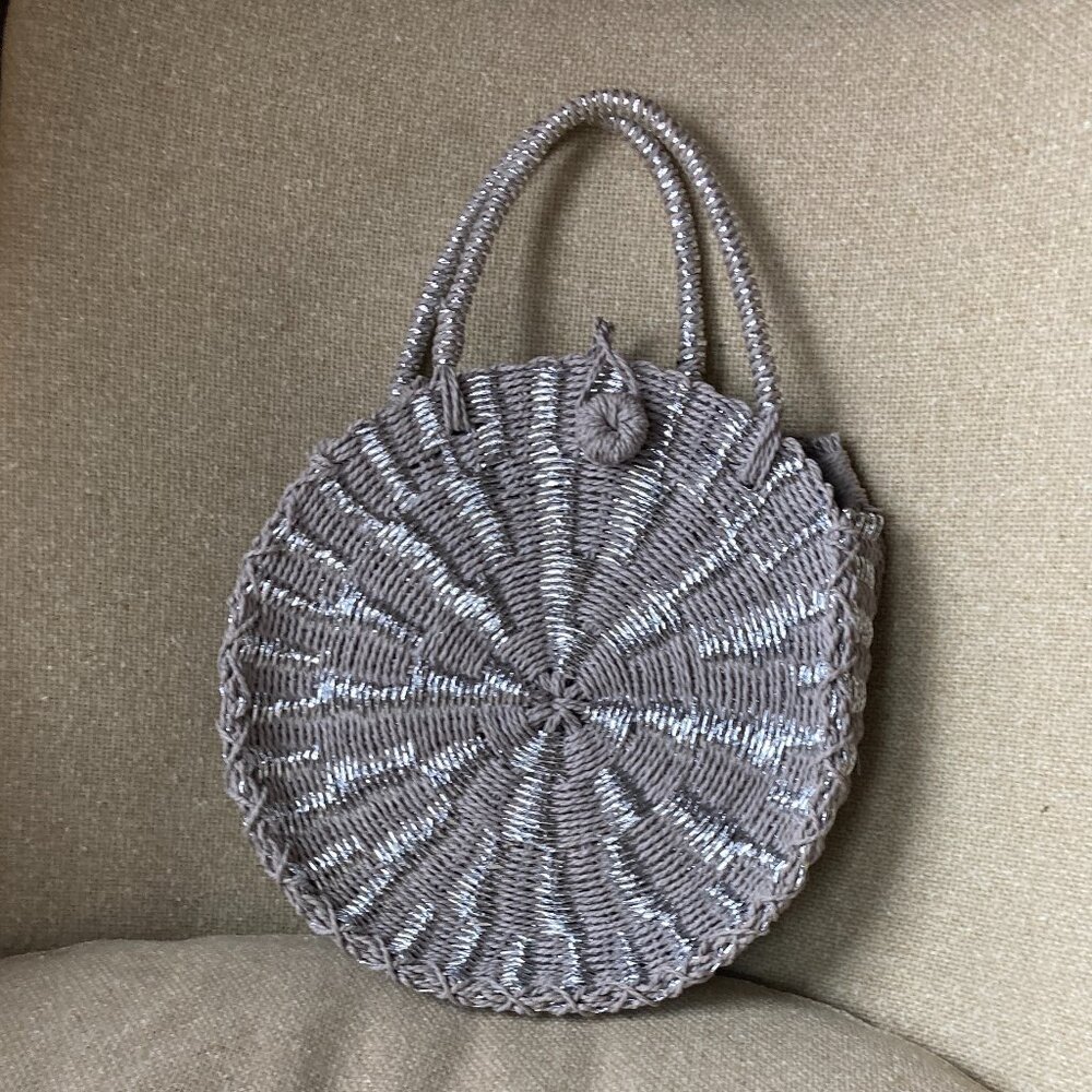 Silver Straw Circle Bag